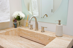 Travertine vanity and sink - different types of stone countertops
